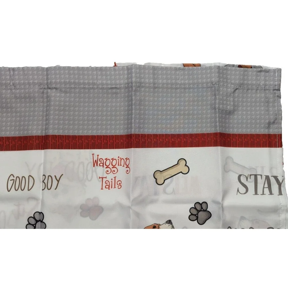 Dressed Up Dogs Shower Curtain Polyester 72-in Sq. Good Boy Bark Woof Bath NEW